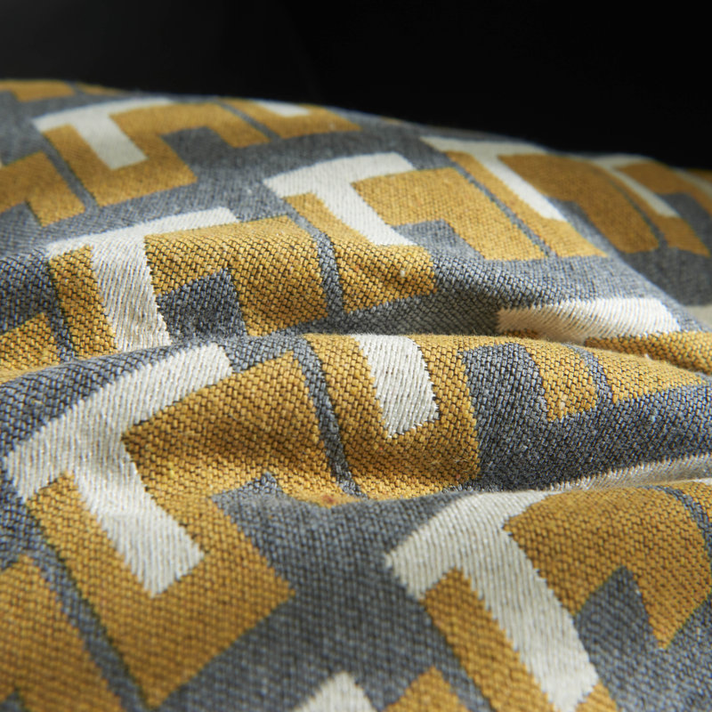 Black Geometric Modern Pillow Cover, Mustard/Gray