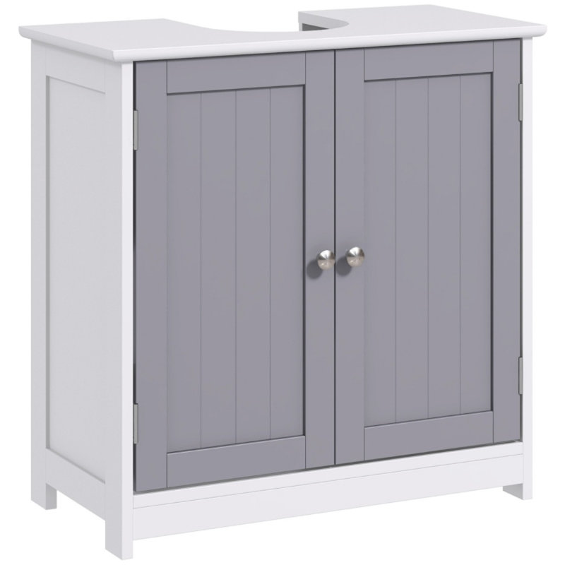 Bathroom Vanity Base Only, 60X60cm Under-Sink Storage Cabinet White And Grey