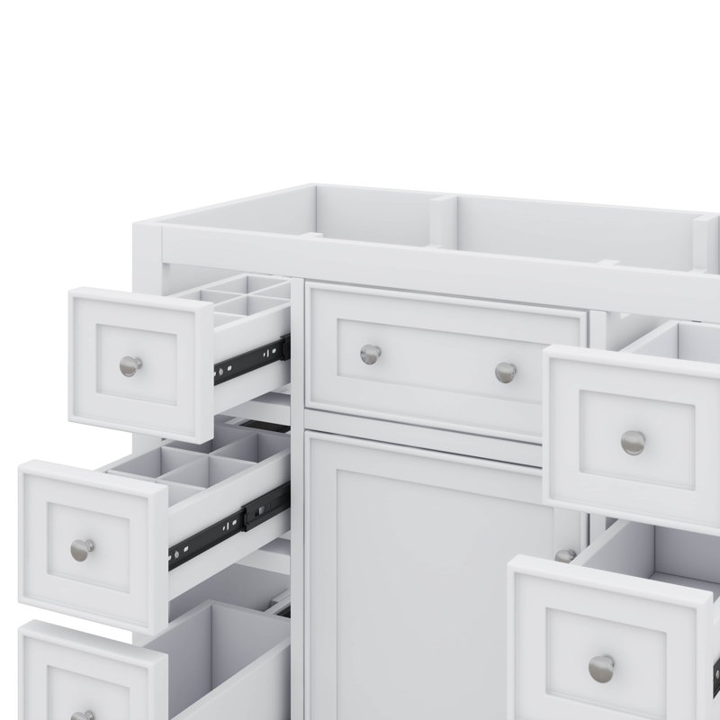 Meuble-lavabo de salle de bain 36 po sans évier à six tiroirs, Blanc