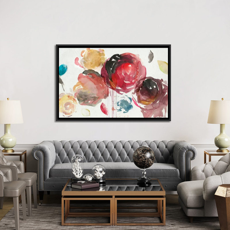 « marche à travers ii », reproduction sur toile, H 32 po x l 48 po x P 1,5 po, Toile avec cadre noir, Pas de tapis