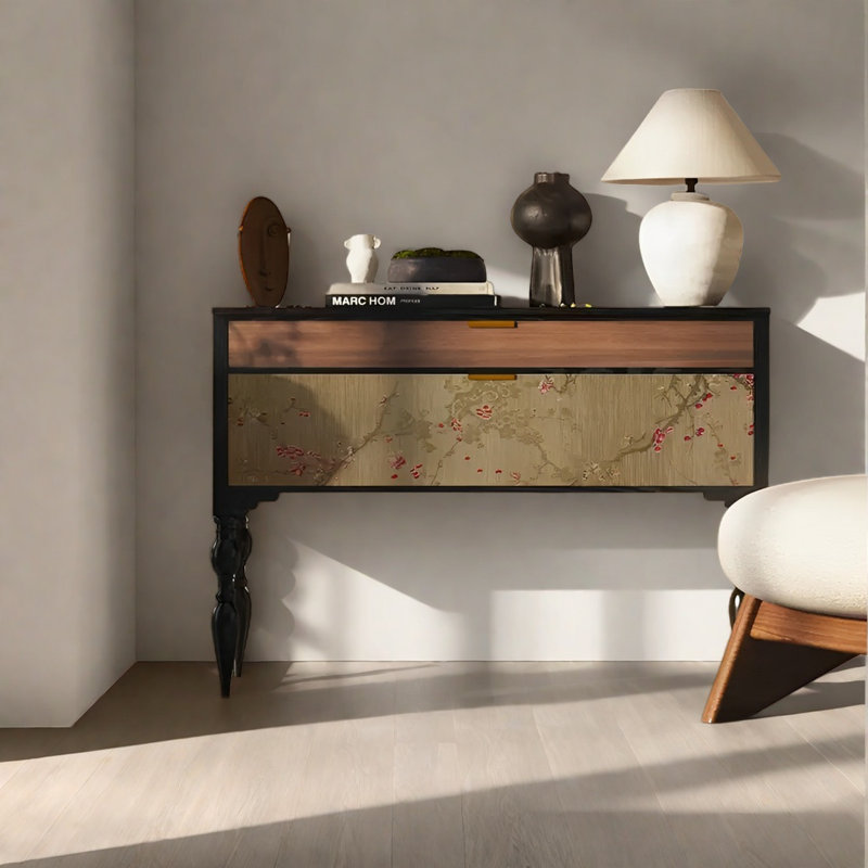 Classical Creative Console Table with Drawers, Black