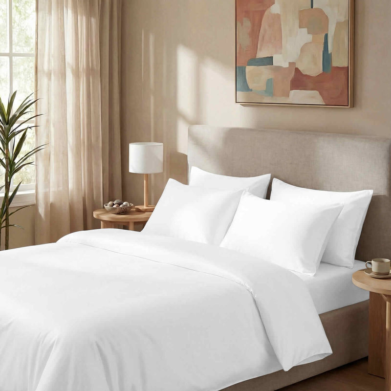 Bedding Sets Cotton No Pattern Duvet Cover Set, White, Super King, 50x90cm Pillowcase