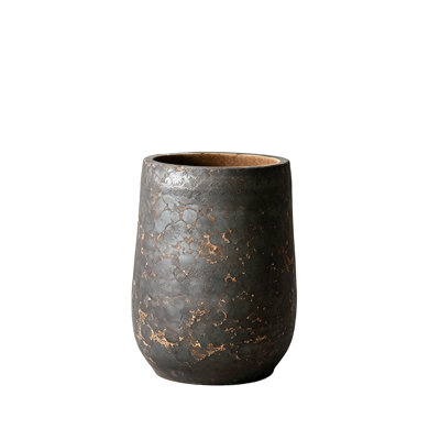 25.98”H Wabi-sabi style handcrafted antique copper speckled ceramic floor vase - home decoration piece
