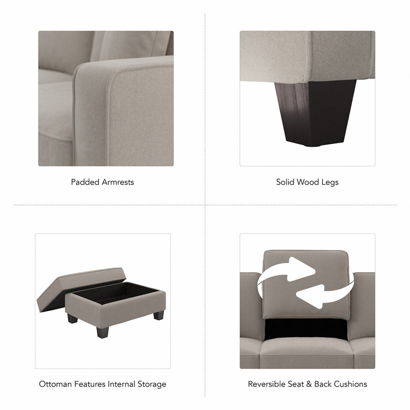 Upholstered L-Shaped Sectional Right Hand Facing, Beige