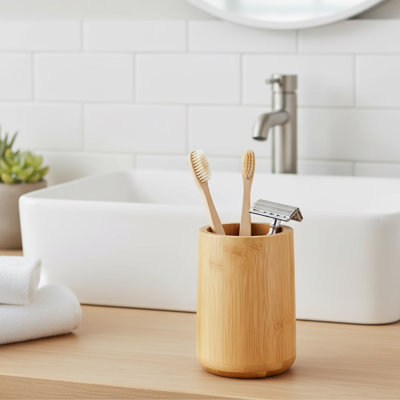 Bamboo Tumbler Cup & Toothbrush Holder