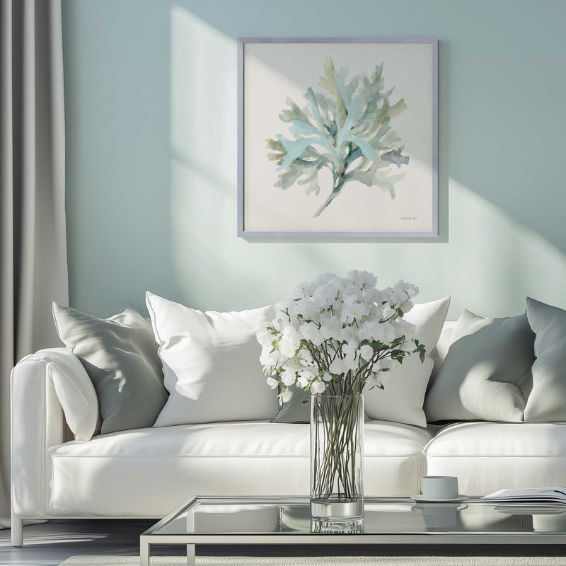«Coastal Sagebrush Whisper», reproduction d'art, H 21,75 po x l 21,75 po, Cadre de coin ouvert en or brossé