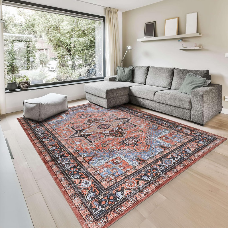  Tapis d'intérieur multicolore 3 pi x 5 pi Heliopolis - intérieur, lavable à la machine Terra, Rectangulaire 3 pi x 5 pi