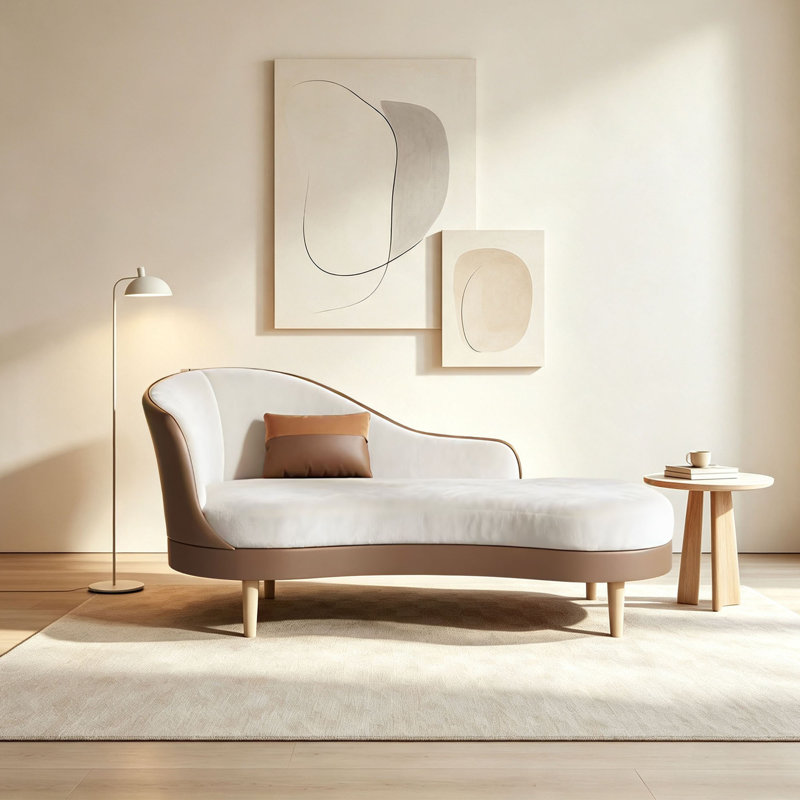 Chaise longue rembourrée Shisler, Off-White
