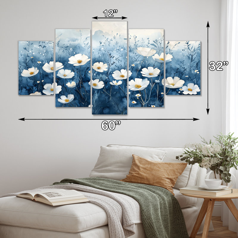 Beaston - Wildflowers Wall Art - ensemble d'art mural traditionnel 5 pièces