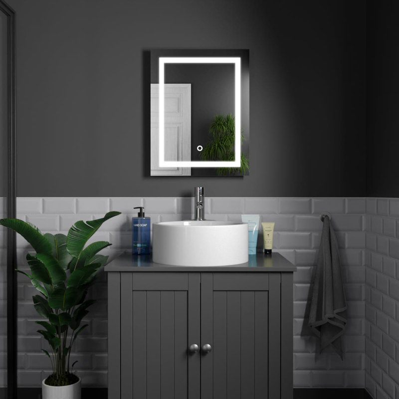 Rectangle LED Bathroom Mirror Fog Free Touch Sensor, 39 cm H x 50 cm W