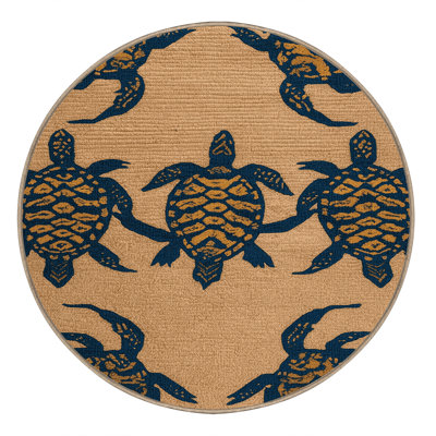 Washable Swimming Turtles Hawaiian Area Rug