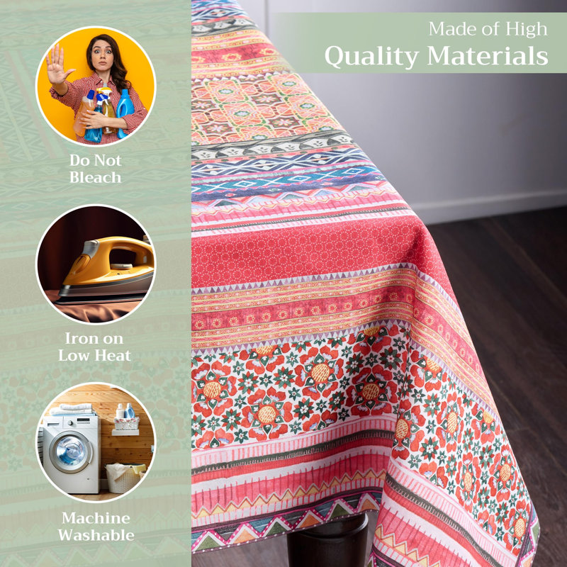 Maison d' Hermine Table Cloth Square Table 100% Cotton 60 x 60 Inches Fall Tablecloth Reusable Everyday Use for Thanksgiving Christmas Decorations Dining Farmhouse Party (Ispahan)