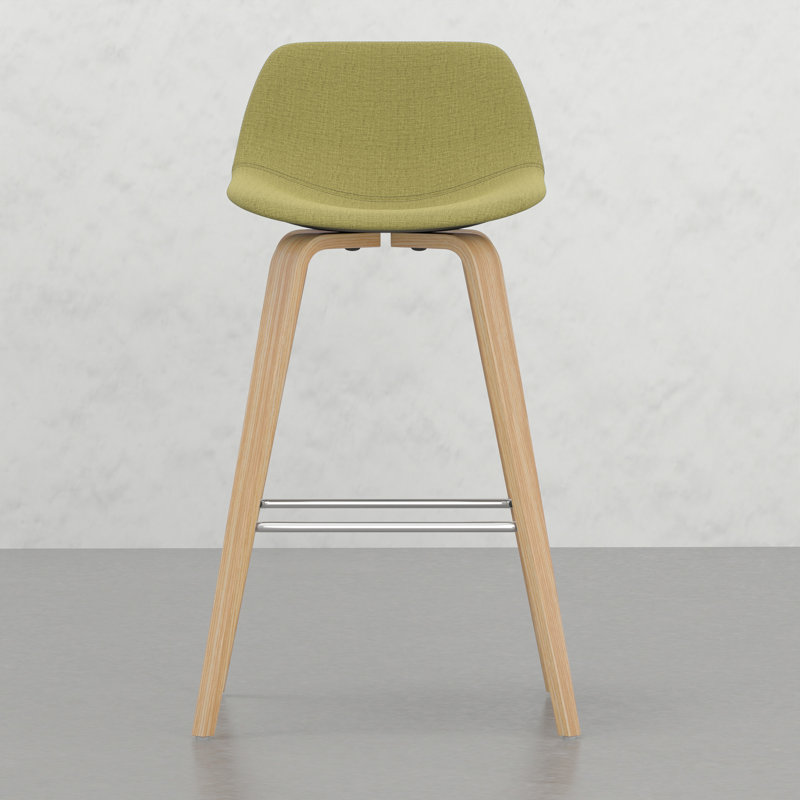 Tabouret 2 - Style rétro avec siège, fabrication en contreplaqué, placage de bois naturel, repose-pieds pour utilisation fonctionnelle, revêtement à 2 barres, polyvalent