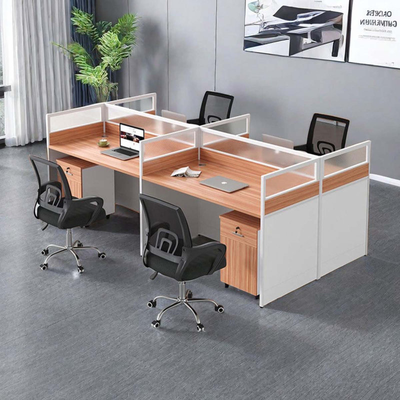 Sydonia Rectangle 4 Person Partition Desk with Cable Management