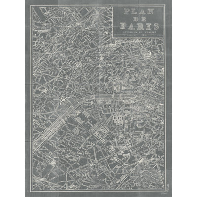 «Blueprint Map Paris», impression sur toile tendue