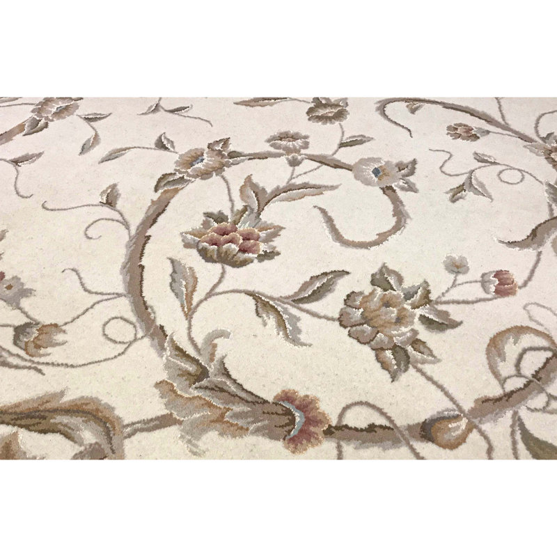 Hand-Knotted High-Quality Ivory Area Rug