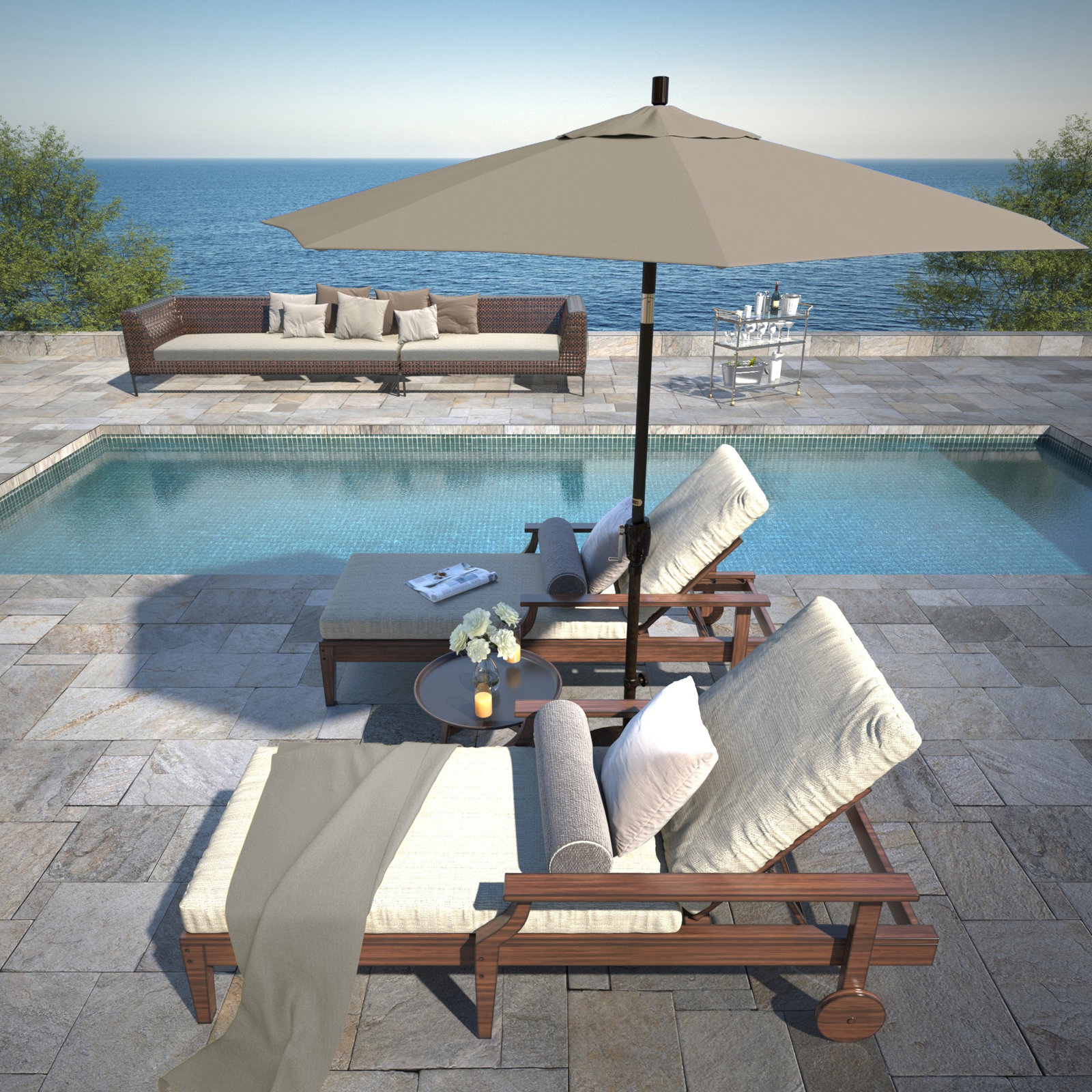 Lexia 7.5' Sunbrella® Umbrella, Spectrum Dove Sunbrella® Plainweave, Bronze