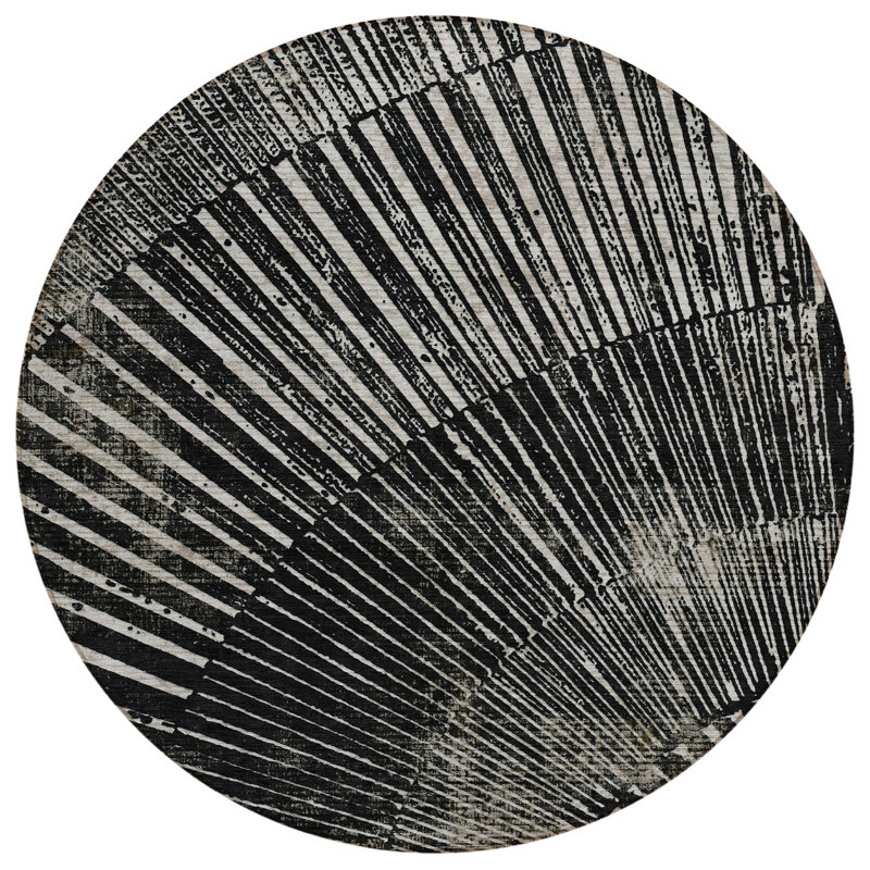 Altair Flatweave Washable Abstract Indoor / Outdoor Rug, Round 8'