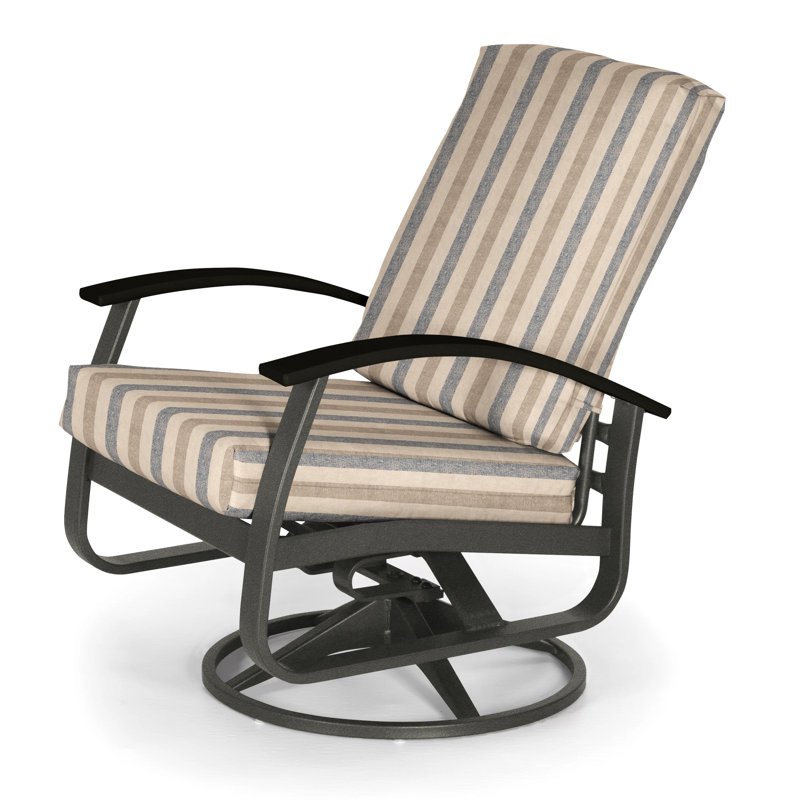 Askar Swivel Powder Coated Aluminum Outdoor Lounge Chair, Black P70, Red, Textured Graphite