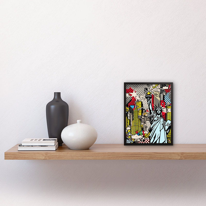 Merisha New York City Skyline Statue Of Liberty Comic Book Style - Single Picture Frame Print
