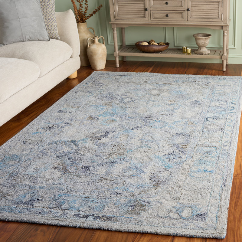 Tapis bleu clair / beige Ceola 126, Rectangle de 5 pi x 8 pi