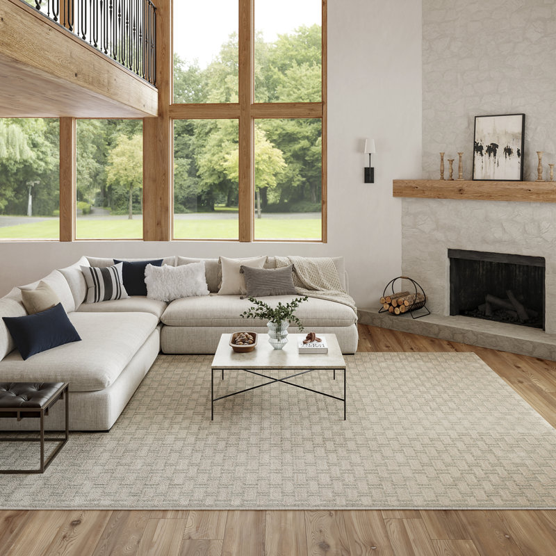 Colondro Ivory Multicolor Mid-Century Modern Indoor Rug, Rectangle 8' x 10'