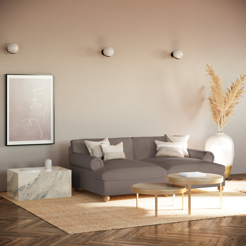 Leroy Rolled Panel-Arm Daybed with Bun Feet, Dark Brown, Vintage Leather Alabaster