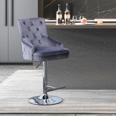 Desiree Swivel Upholstered Adjustable Height Counter Stool with Metal Frame