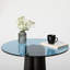 Table basse moderne, plateau 100% verre trempé, structure en hêtre, 19,7 po x 19,7 po x 19,7 po | Conception élégante noire et bleue, démontée pour une livraison facile | Idéal pour les salons contemporains et les espaces élégants-1199546212-1199546213