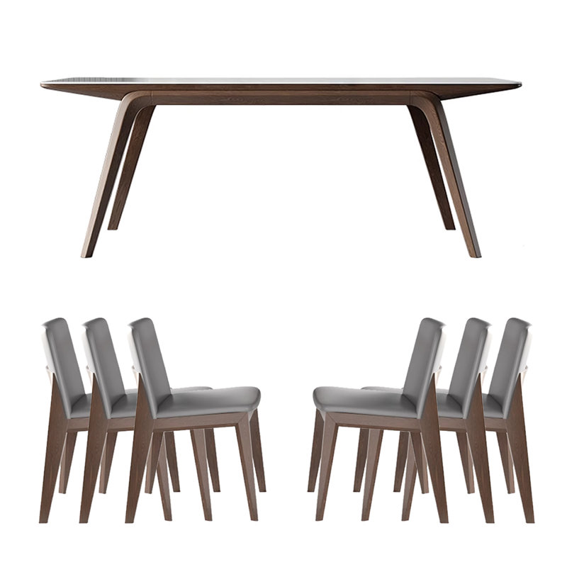 Rock Slab Rectangular Modern Simple Dining Table Four Leg Dining Set, 7