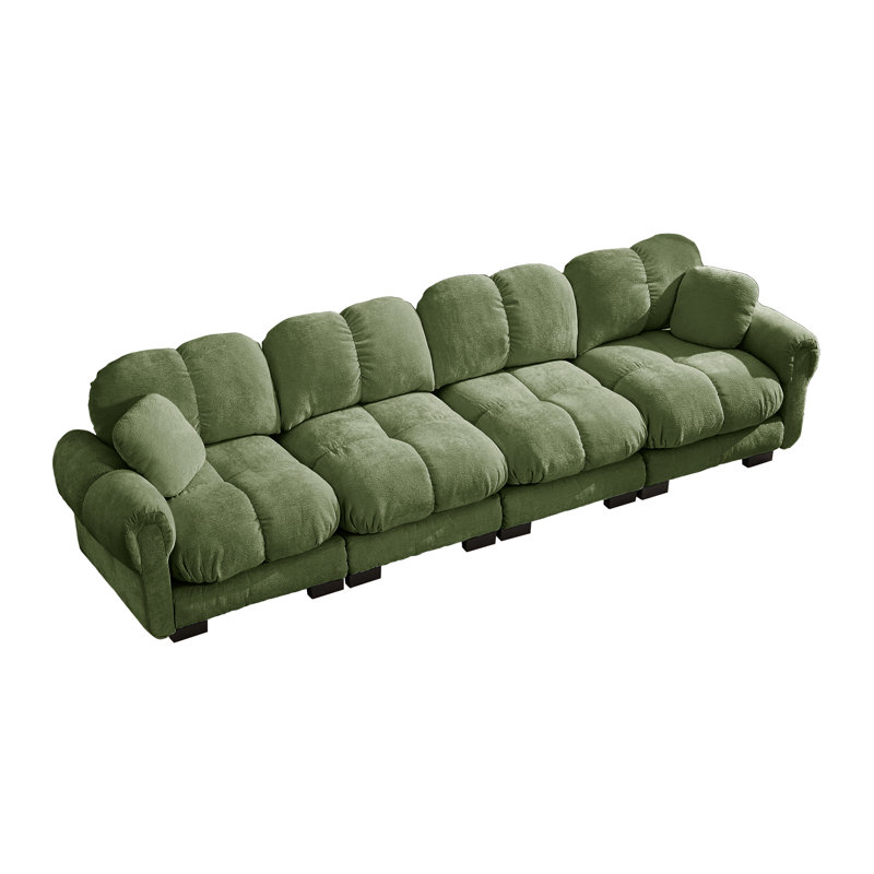 Ensemble de canapé modulaire surdimensionné en chenille avec coussins, vert sauge, Canapé seulement, Vert sauge