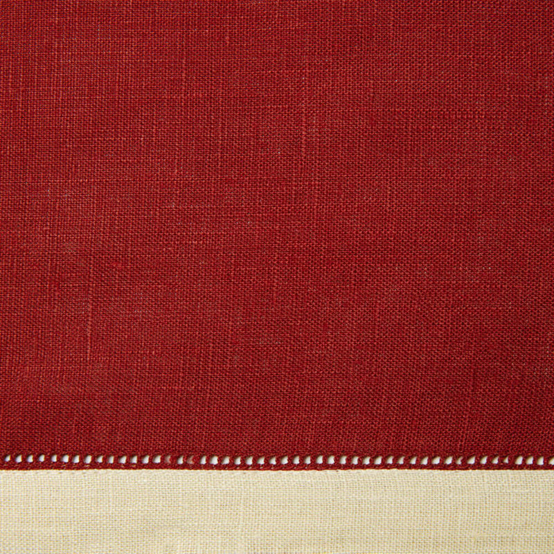 Roma Linen Rectangle Placemats, Stone/Cinnabar