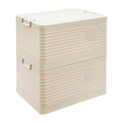 2-Layer Folding Storage Cabinet Pulley Foldable Storage Bins
