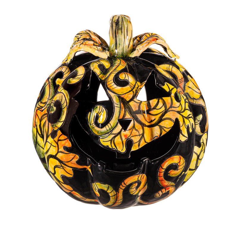 Citrouille d'automne floral en céramique, grand