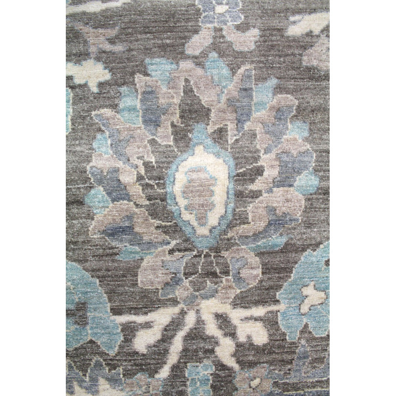 Tapis brun / bleu en laine noué à la main de conception unique 10 pi 1 po x 13 pi 11 po New Age Tabriz