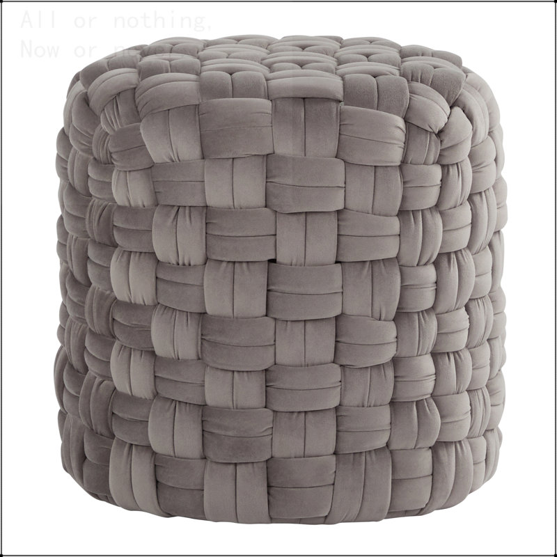 Repose-pieds rond en velours de 16 po, Gris foncé