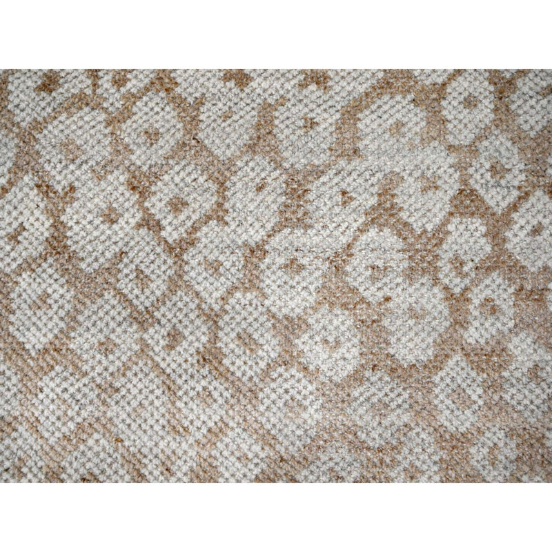 9'x12' Almond Brown Cropped Thin Hand Knotted Natural Wool Oriental Rug DE044BAD0C40469597D46808AD8A683F