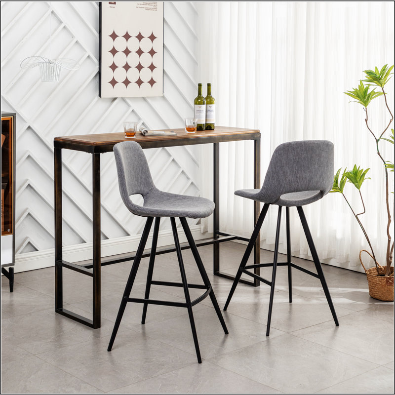Porth Fabric Kitchen 28.25" Counter Height Stools, Set Of 2, Gray