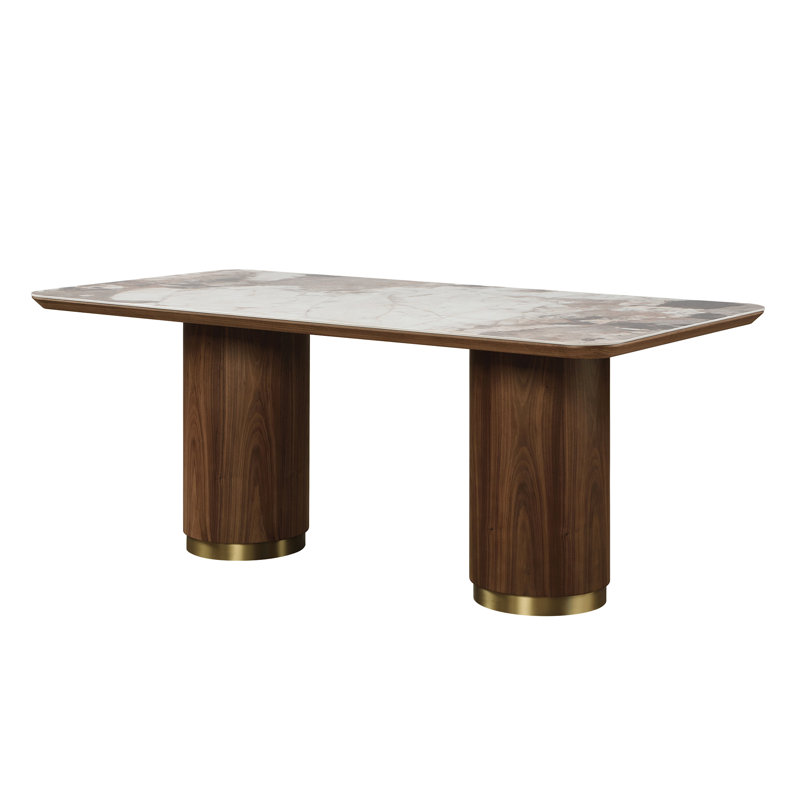 Willene Ceramic Top & Walnut Finish Dining Table