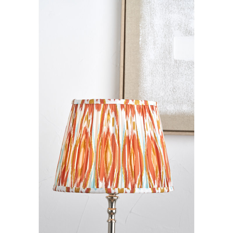 Pleated Cotton Cylinder Shade, 24cm H x 35cm W x 35cm D, Orange