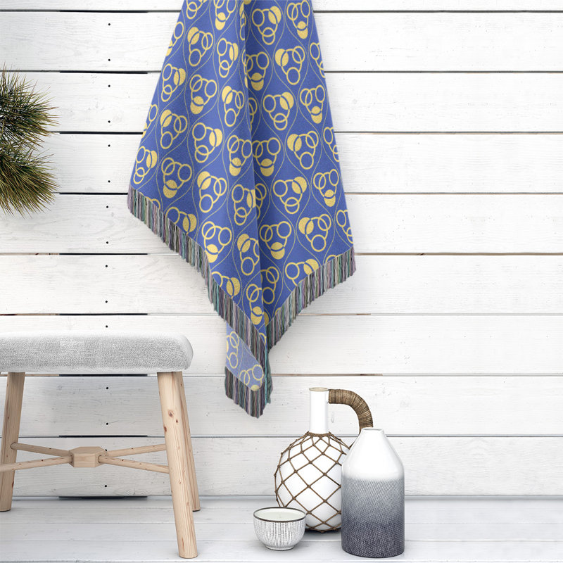 Couverture en coton tissé Classic, L 50 po x L 60 po, Bleu/jaune