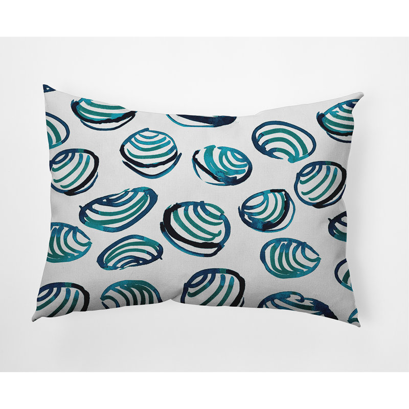 Geometric Outdoor Reversible Throw Pillow, Teal