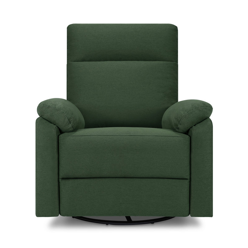 Pine Green Polyester Swivel Recliner with Metal Frame