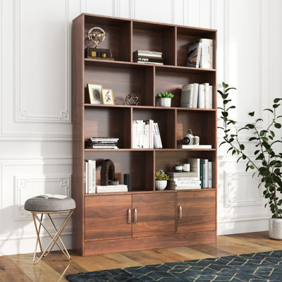 Bibliothèque de 69,9 po de hauteur avec 4 portes avec 10 et 3 portes, armoire ouverte pour le salon, le bureau, un grand espace de rangement et une grande bibliothèque