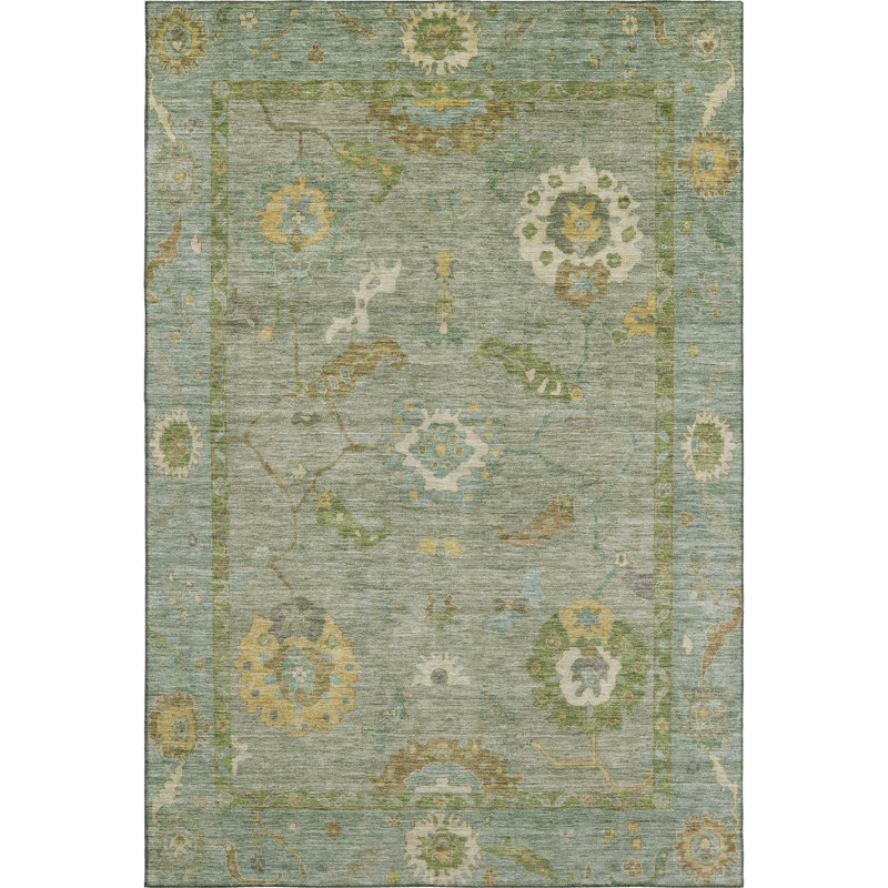 Premium Machine Washable Mayfield AMF2229 Global Rug, 9' x 12', Sage