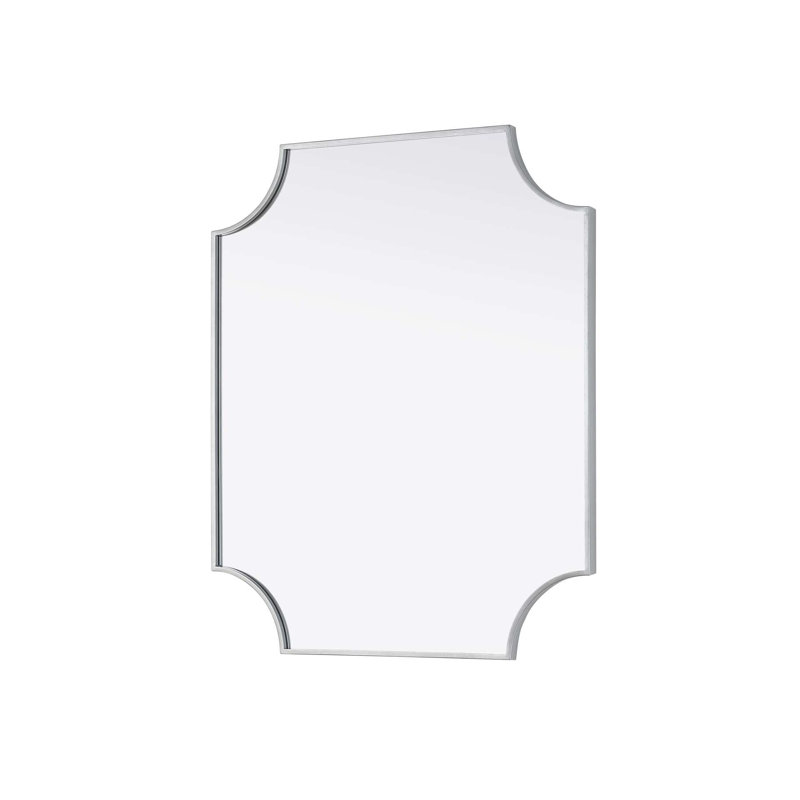 Notched Metal Mirror 30x36 inch in Silver, Silver, 36" x 30"