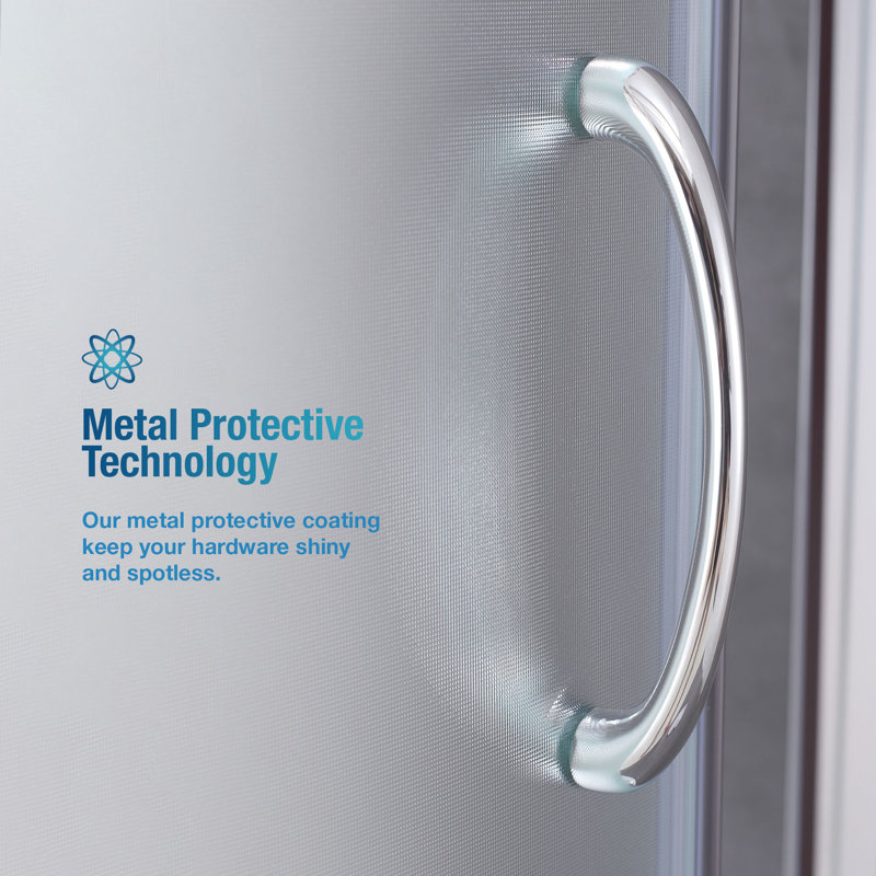 36" x 76" Round Frosted Glass Sliding Shower Kit with Acrylic Base