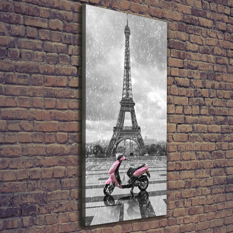 Eiffel Tower Scooter - Wrapped Canvas Print