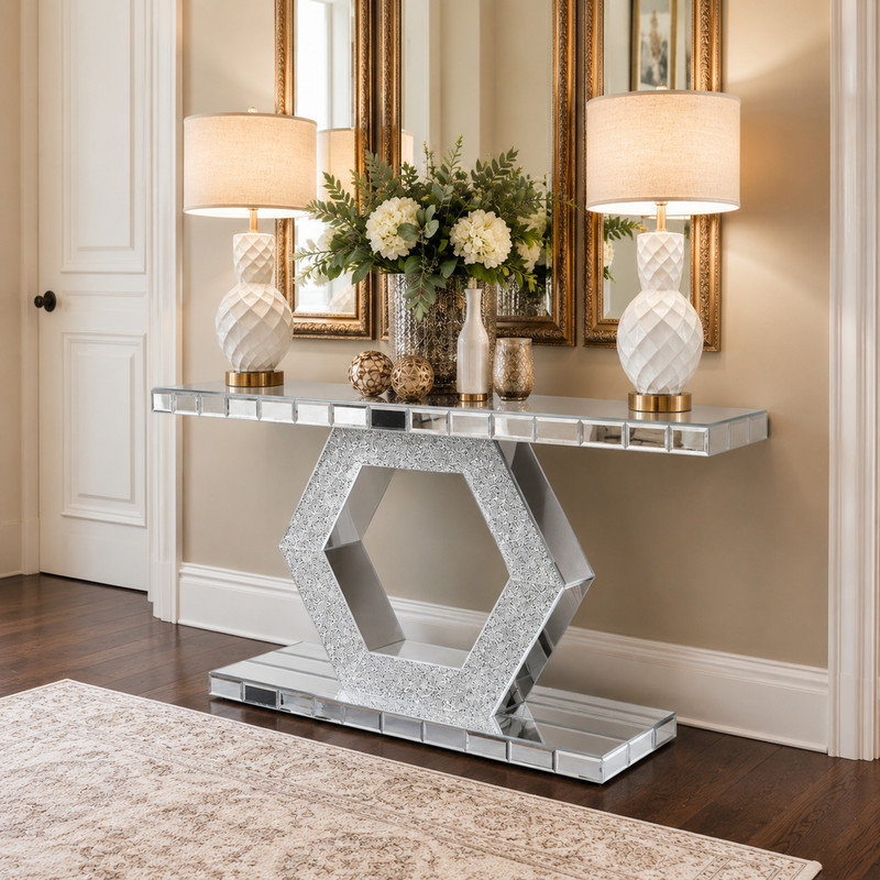Miroir d'entrée hexagonal en cristal Sparkling