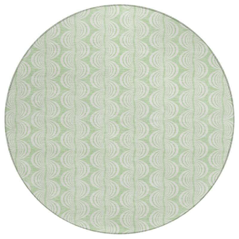 Darya Green Washable Indoor-Outdoor Rug - , 8' x 8'